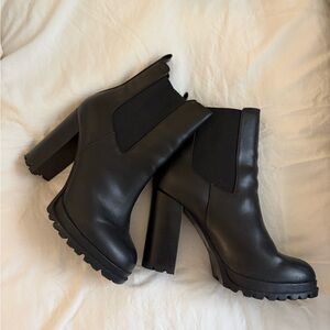 Aldo Black Chunky Heel Ankle Boots